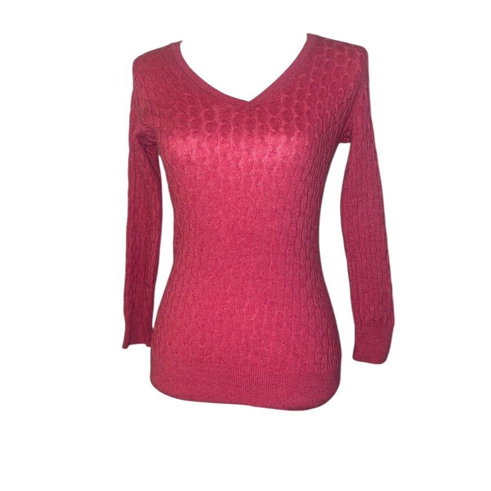 Banana Republic NWOT Wool Cashmere Knit Cable Sweater Size Small Pink